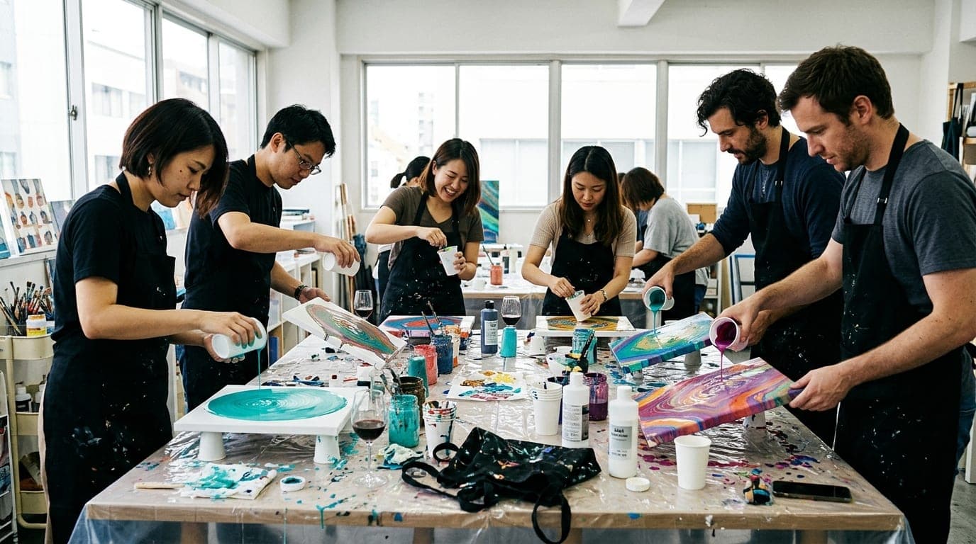 ポーリングアート paint and sip class at Artbar Osaka