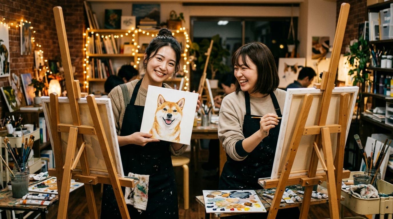わたしのペット paint and sip class at Artbar Osaka