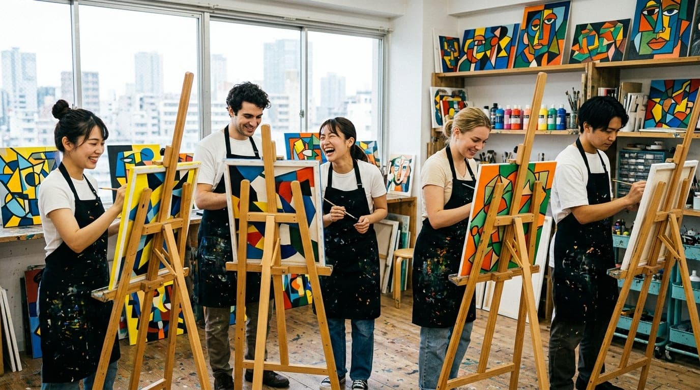 Picasso Style Paint and Sip Classes paint and sip class at Artbar Osaka