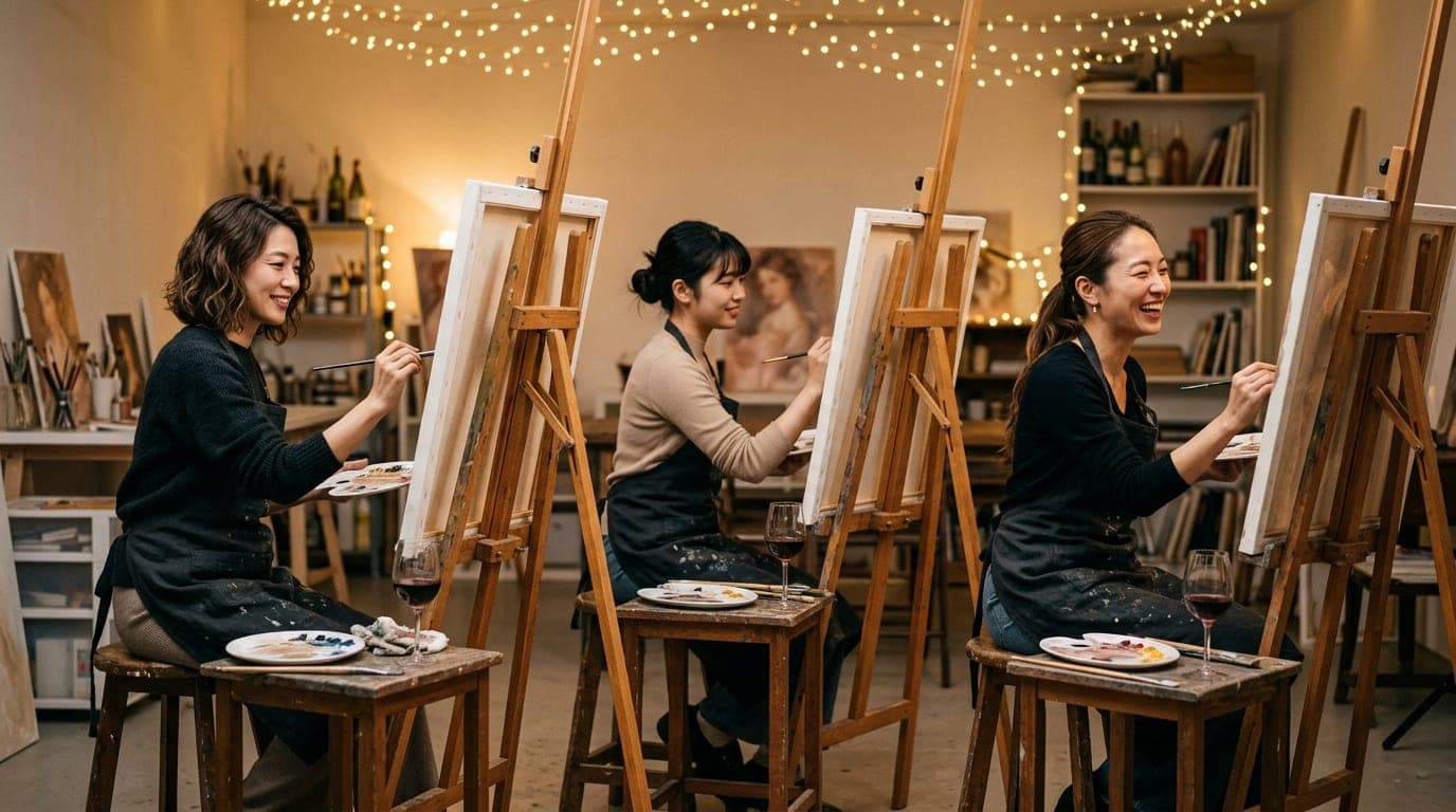 ルノワール paint and sip class at Artbar Osaka