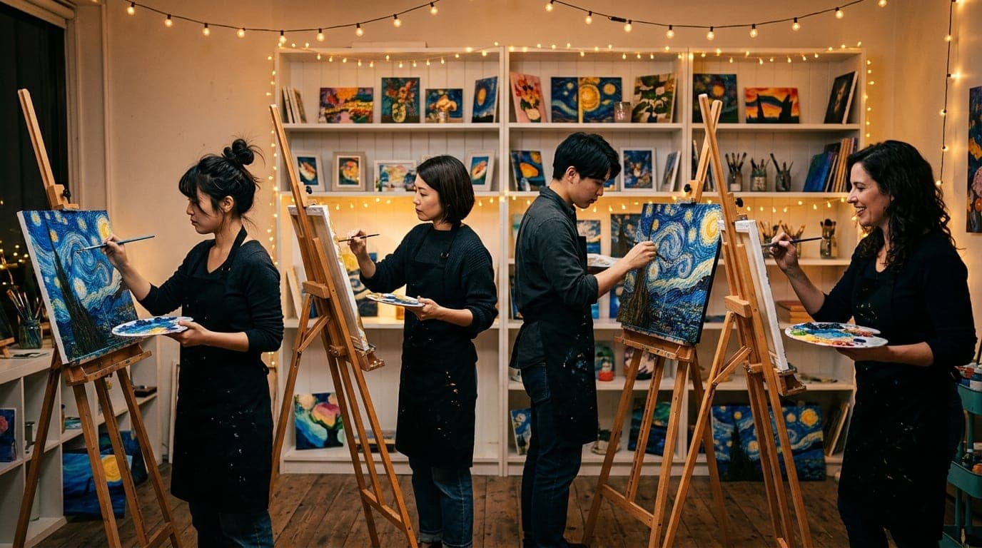 ゴッホ paint and sip class at Artbar Osaka