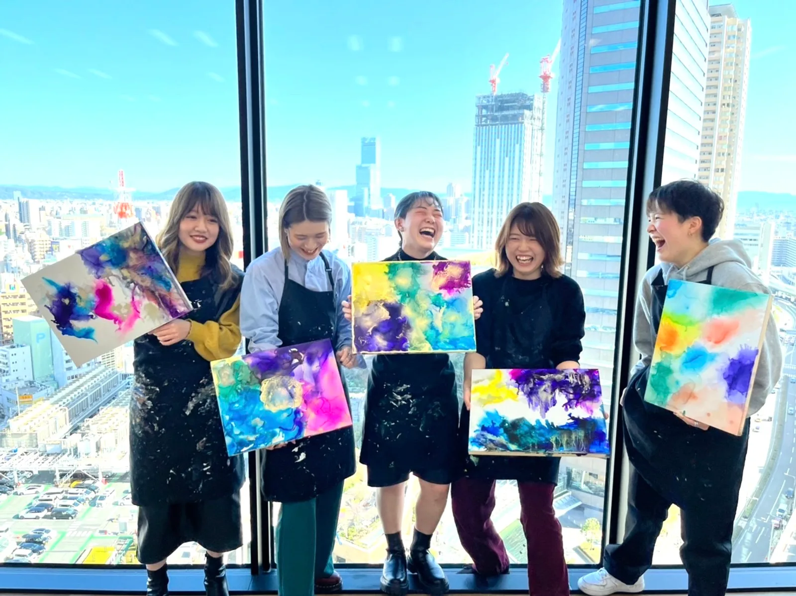 アルコールインク アートクラス paint and sip class at Artbar Osaka