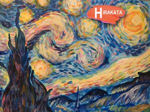 ピカチュウ　ゴッホ展　星月夜 ユーパワー ミュージアムアート フラワーベース（Mサイズ・ヨコ