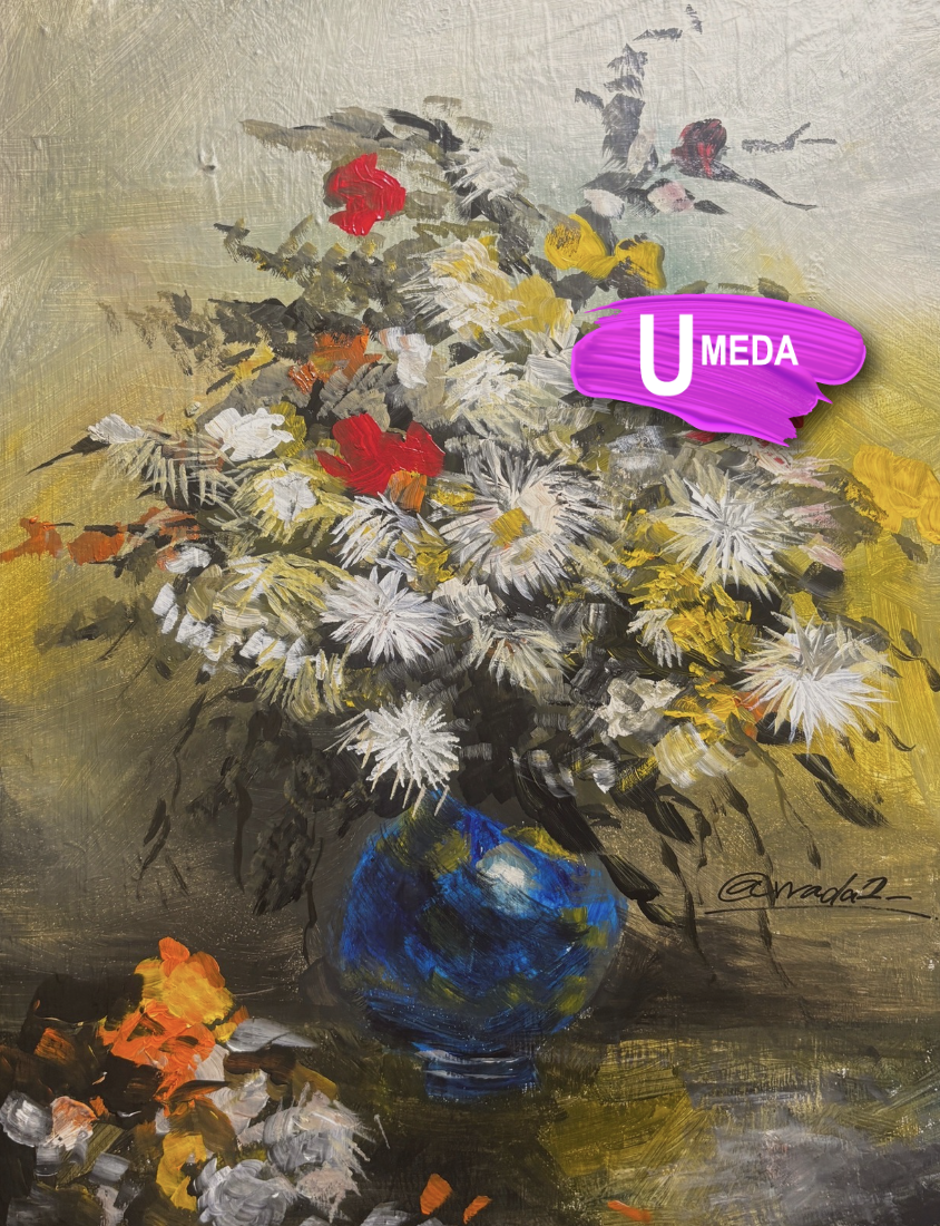 光のbouquet 絵画原画 ルノワール 花瓶の金色の菊 Renoir Bouquet of chrysanthemums