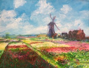 モネ – ハーグ近郊のチューリップ畑 Monet Tulip Field near the Hague – Artbar Osaka（アートバー大阪）